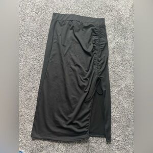Black Ruched Midi Skirt